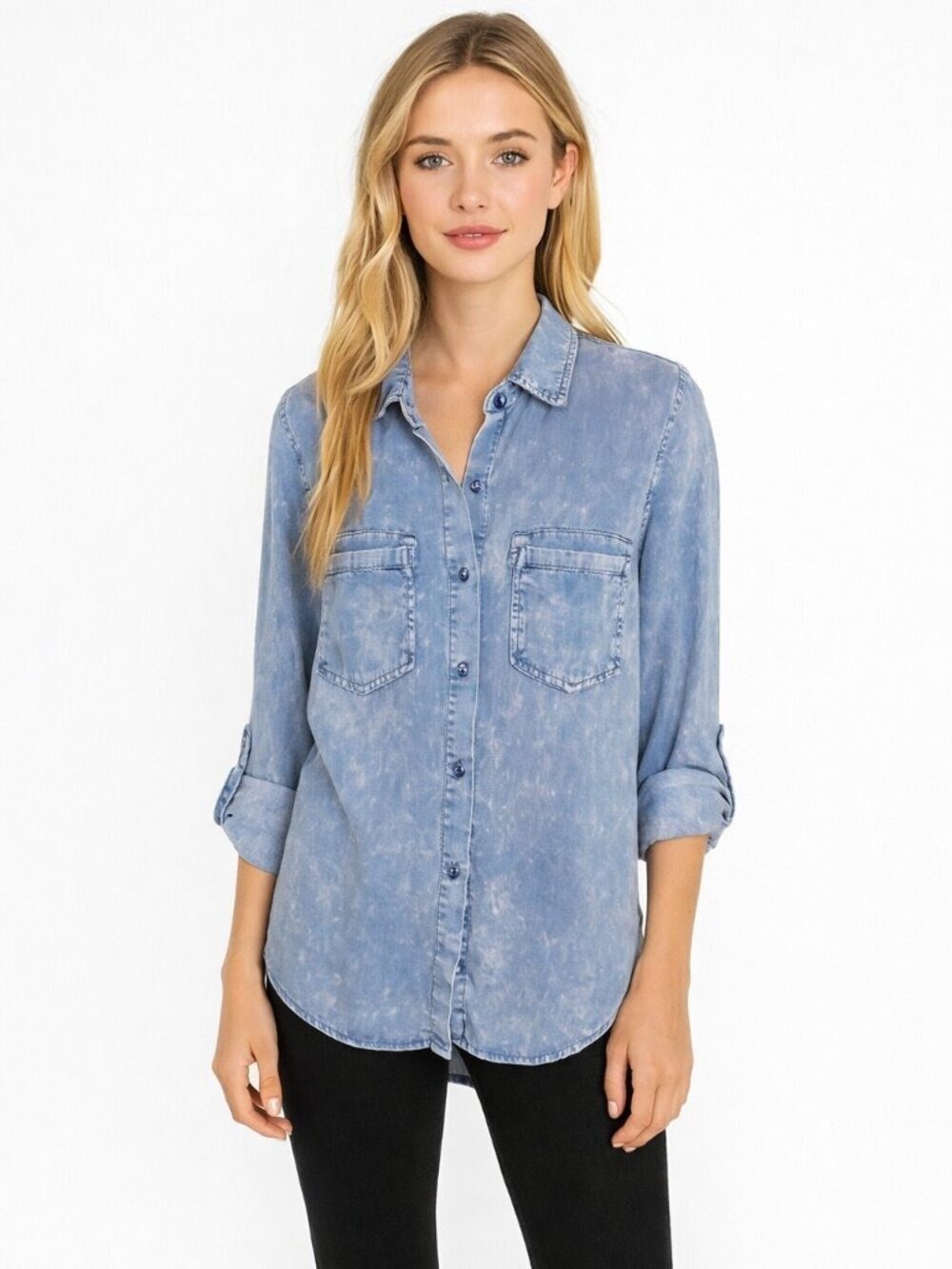 Billy T Acid-Wash Denim Button-Up Shirt – Size Small